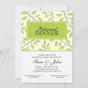 Invitation Branches de Feuilles verts, Dîner de répétition