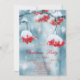 Invitation Branches de houx baies neige Noël Entreprise