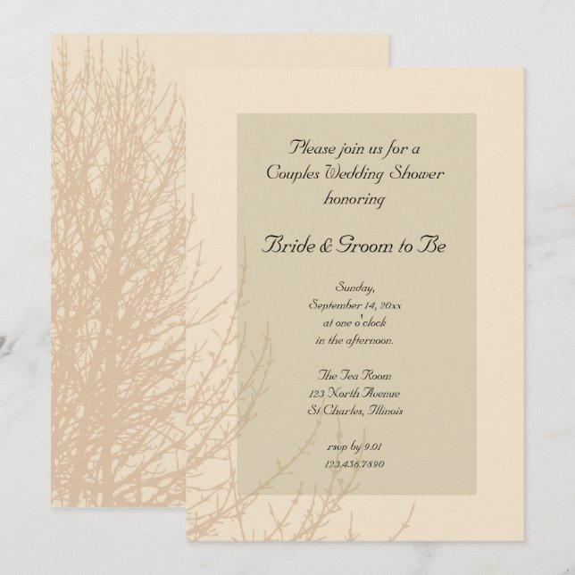 Invitation Branches de la nature Couples Wedding shower (Devant / Derrière)