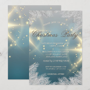 Invitation Branches de Noël en argent, Fête d'entreprise,