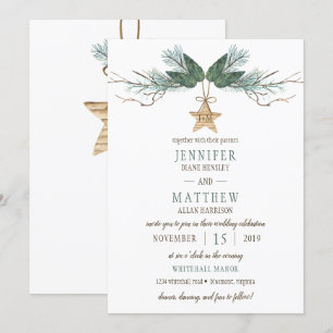 Invitation Branches de pin d'hiver Pine Cônes étoile Mariage