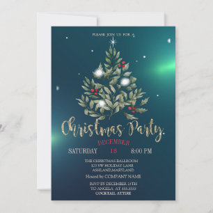 Invitation Branches de pin Société de Noël Partie