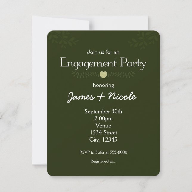 Invitation Branches forestières Rustic Engagement Party Invit (Devant)