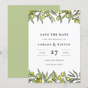 Invitation Branches olives modernes Enregistrer la date