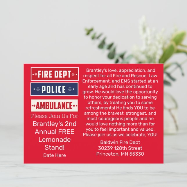 Invitation Brantley's Fire Police Ambulance Thunder_Cove Post (Debout devant)