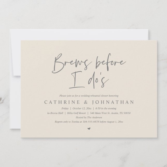 Invitation Brasse avant moi, Dîner de répétition Mariage (Devant)