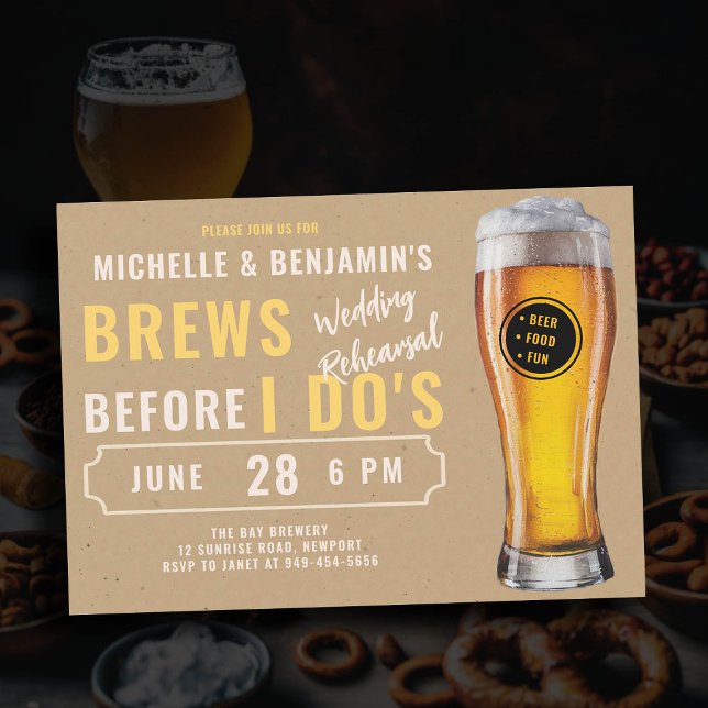 Invitation Brasserie avant I Dos Brasserie Mariage répétition (brews before i dos wedding rehearsal brewery invitation kraft beer party)