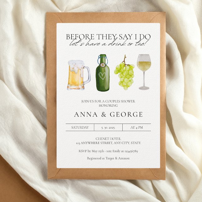 Invitation Brasserie moderne Bière Vin Couples Douche (Love is brewing, couples shower beer wine invitation)