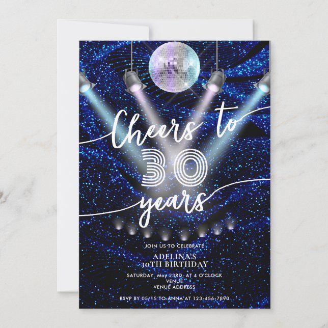 Invitation Bravo à 30 ans Glam Disco Retro Photo Anniversaire (Devant)