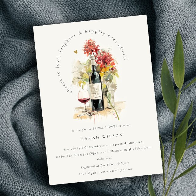 Invitation Bravo à aimer Vin Rouge Fête des mariées florale (Créateur téléchargé)