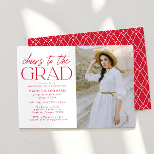 Invitation Bravo à la Grad Red Photo Graduation Party