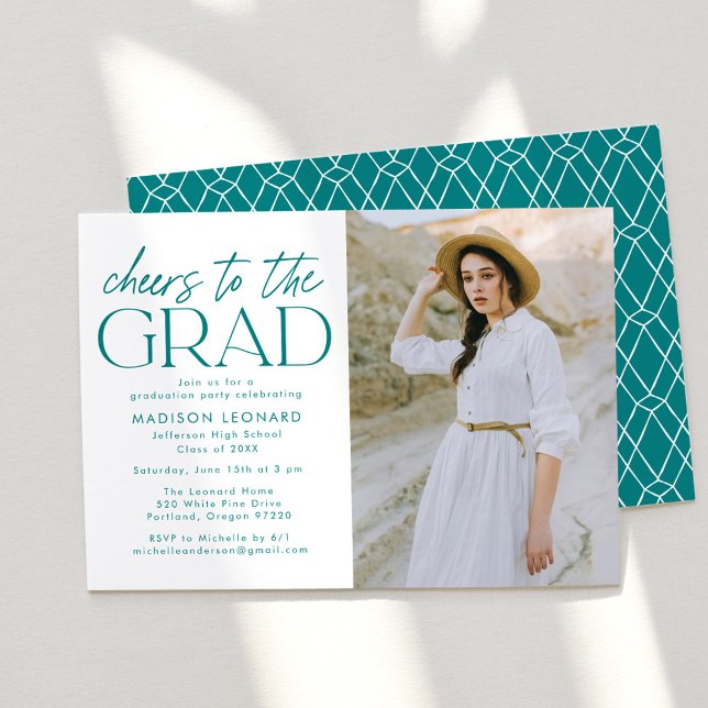 Invitation Bravo à la Grad Turquoise Photo Graduation Party (Créateur téléchargé)