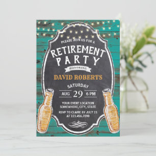 Invitation Bravo à la retraite Rustic Turquoise Barn Bière Pa