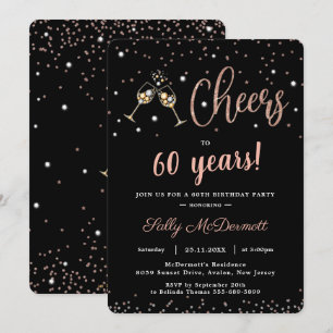 Invitation Bravo Bubbly Anniversaire Rose de fête Or N'IMPORT