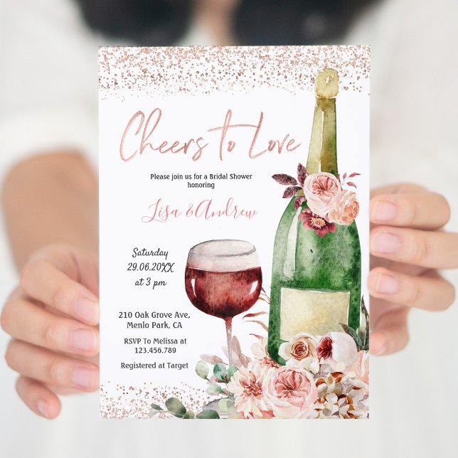 Invitation Bravo pour aimer Fête des mariées rose pâle (Créateur téléchargé)