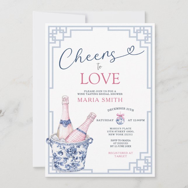 Invitation Bravo pour aimer la Chinoiserie Bleue Fête des mar (Devant)