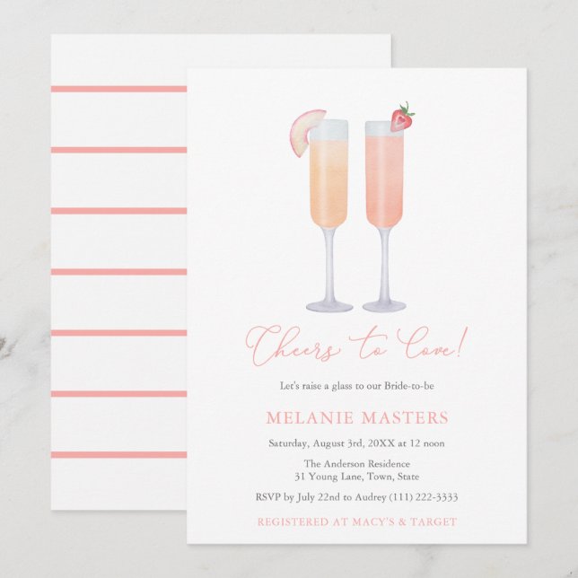 Invitation Bravo pour l'amour, lever une Fête des mariées de  (Devant / Derrière)