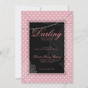Invitation Breakfast brunch pink with white polk dots