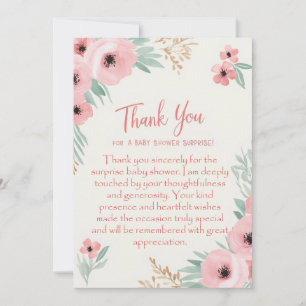 Invitation bref message de remerciement pour la surprise baby