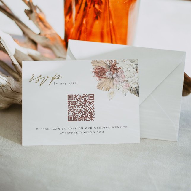 Invitation BRENNA Bohemian Tropical Palm QR Code Mariage RSVP (Créateur téléchargé)