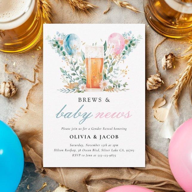 Invitation Brews & Baby News Sexe Reveal Party (Créateur téléchargé)
