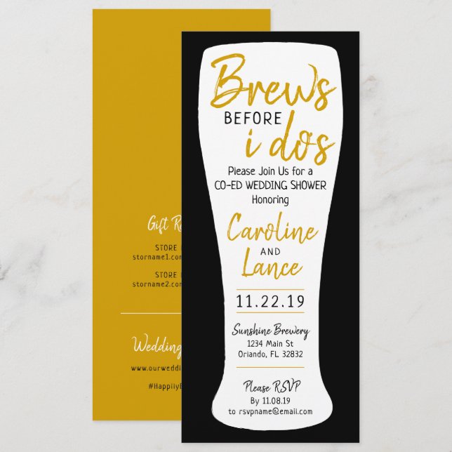 Invitation Brews Before I Do's Co-Ed Wedding shower (Devant / Derrière)