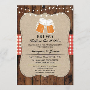 Invitation Brews Before The I Do's Red Couple's Shower Invita