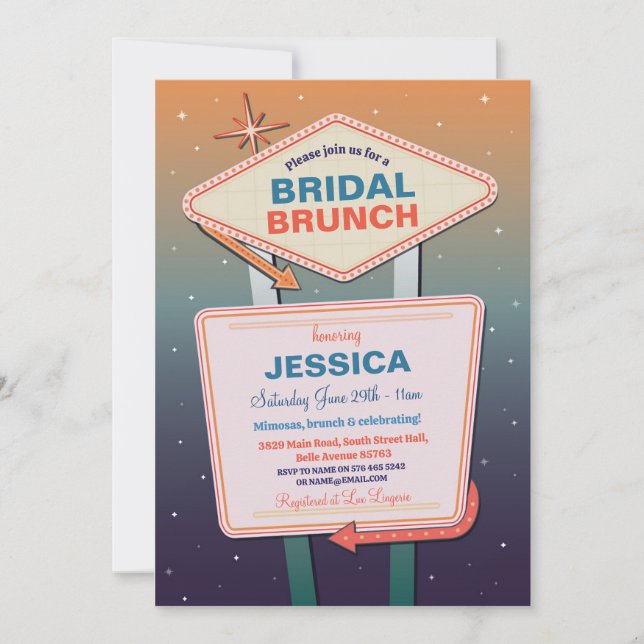 Invitation Bridal Brunch Las Vegas Party Bachelorette douche (Devant)