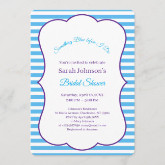 Invitation Bridal Shower Blue and White Stripes