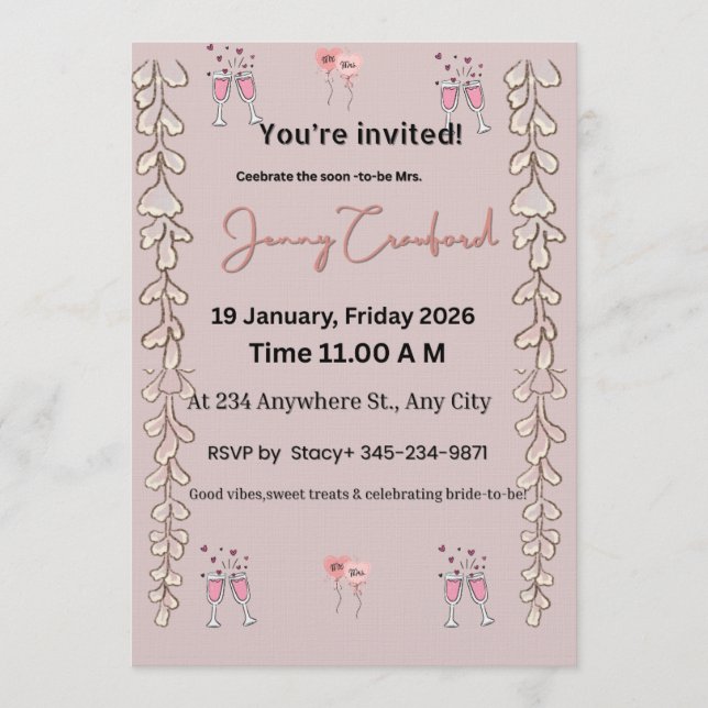 Invitation Bridal Shower Invite | Editable Digital Template | (Devant)