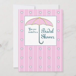 Invitation, Bridal Shower Pink Umbrella Invitation