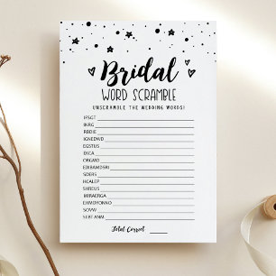 Invitation Bridal word scramble with Answers Game Card