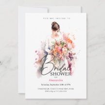 Bride avec Fleurs en Aquarelle | FÊTE DES MARIÉES