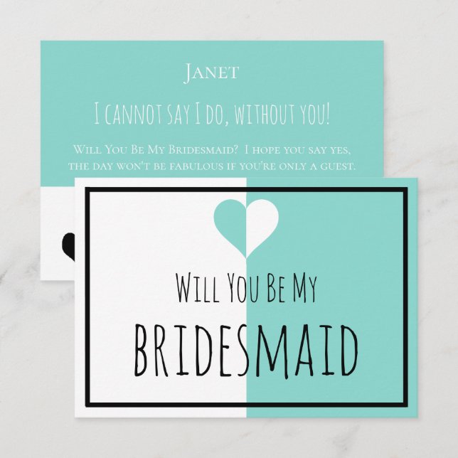 Invitation BRIDE & Be My Bridesmaid You & Me Mariage Suite (Devant / Derrière)