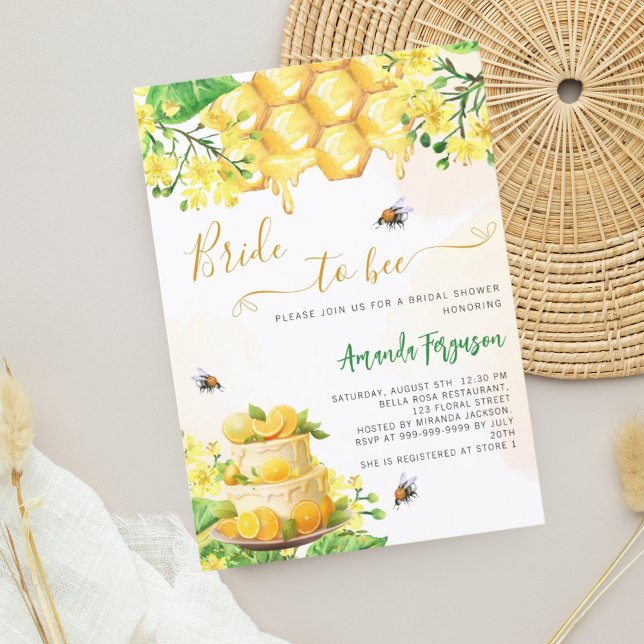 Invitation Bride bee jaune florales nid d'abeille (Créateur téléchargé)