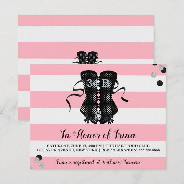 Invitation BRIDE & Bridesmaitres Ohh Lala Lingerie Shower Par (Devant / Derrière)