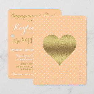 Invitation BRIDE & CO Peach & White Party Pois