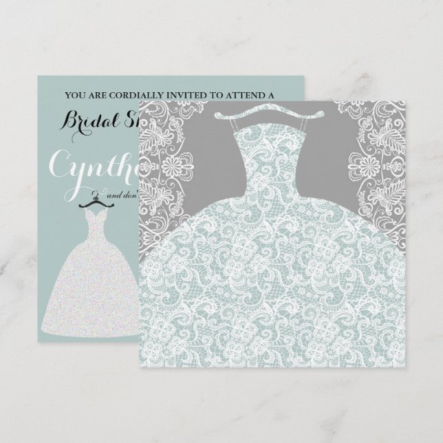 Invitation BRIDE CO Quelque chose de bleu ici vient la fête d (Devant / Derrière)