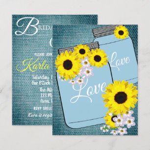 Invitation BRIDE & CO Turquoise Bleu Burlap Sunflower Shoot P