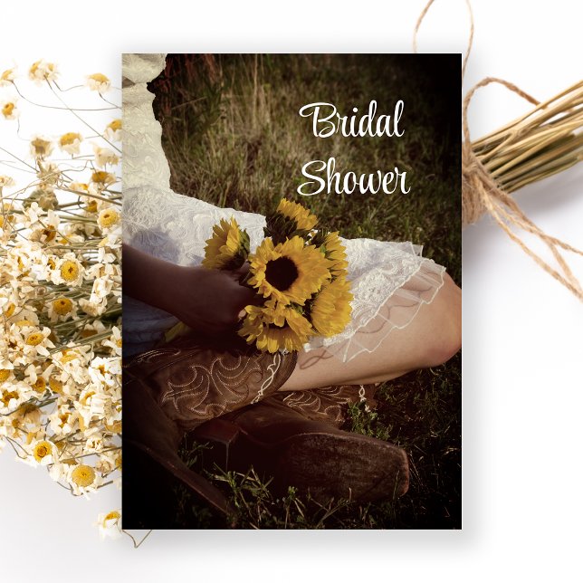 Invitation Bride Cowboy Boots Sunflower Fête des mariées occi (Créateur téléchargé)