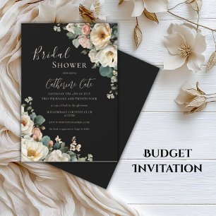 Invitation Bride noire vintage Rose Florale