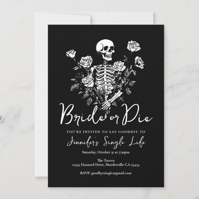 Invitation Bride or Die Floral Skeleton Bachelorette Party (Devant)