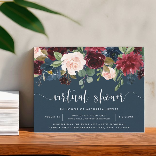 Invitation Bride ou Baby shower virtuel en fleur radiante (Créateur téléchargé)