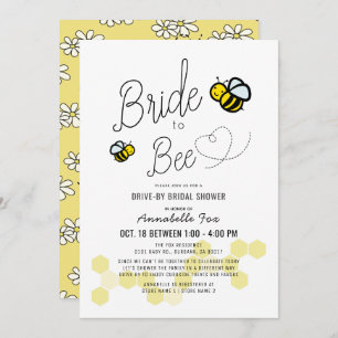 Invitation Bride to Bee White Drive-by Fête des mariées