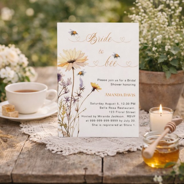 Invitation Bride to bee wildflower ivory garden bridal shower (Créateur téléchargé)