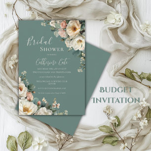 Invitation Bride verte vintage Rose Florale