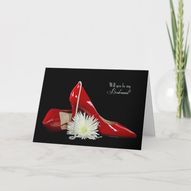 Invitation Bridesmaid Demande de chaussures rouges (Devant)