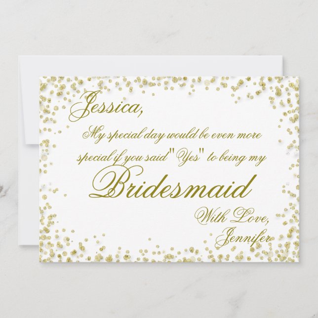 Invitation Bridesmaid | Elegant Gold Confetti (Devant)