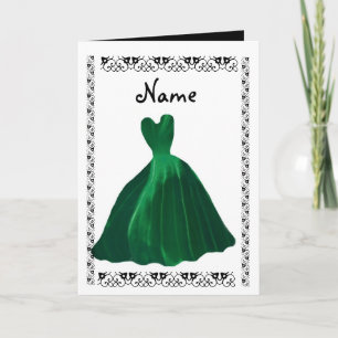 Invitation BRIDESMAID - HUNTER GREEN Leaf Gown