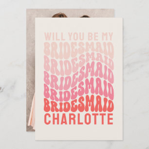 Invitation Bridesmaid Pink moderne girly rétro 60's simple